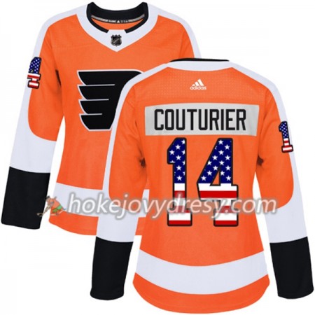 Dámské Hokejový Dres Philadelphia Flyers Sean Couturier 14 2017-2018 USA Flag Fashion Oranžová Adidas Authentic